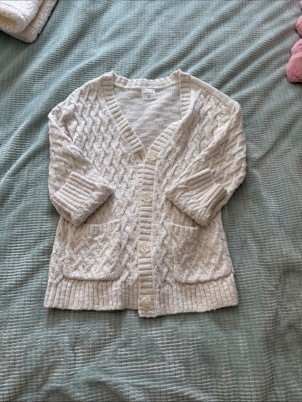 abercrombie kids Cream Cable-Knit Button Cardigan